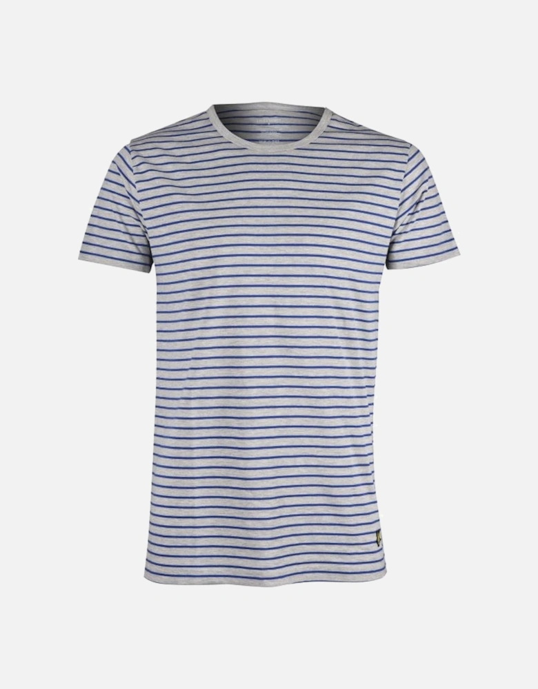 3-Pack Stripe & Solid Lounge T-Shirts, Grey/blue