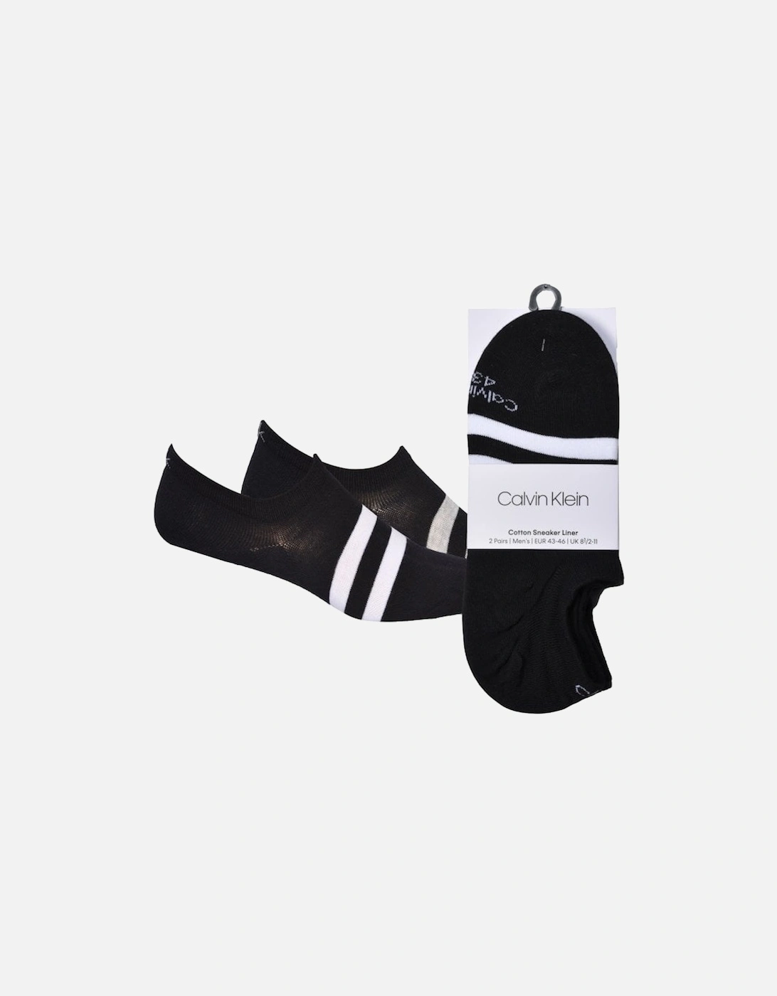 2-Pack No-Show Striped Liner Socks, Black, 6 of 5