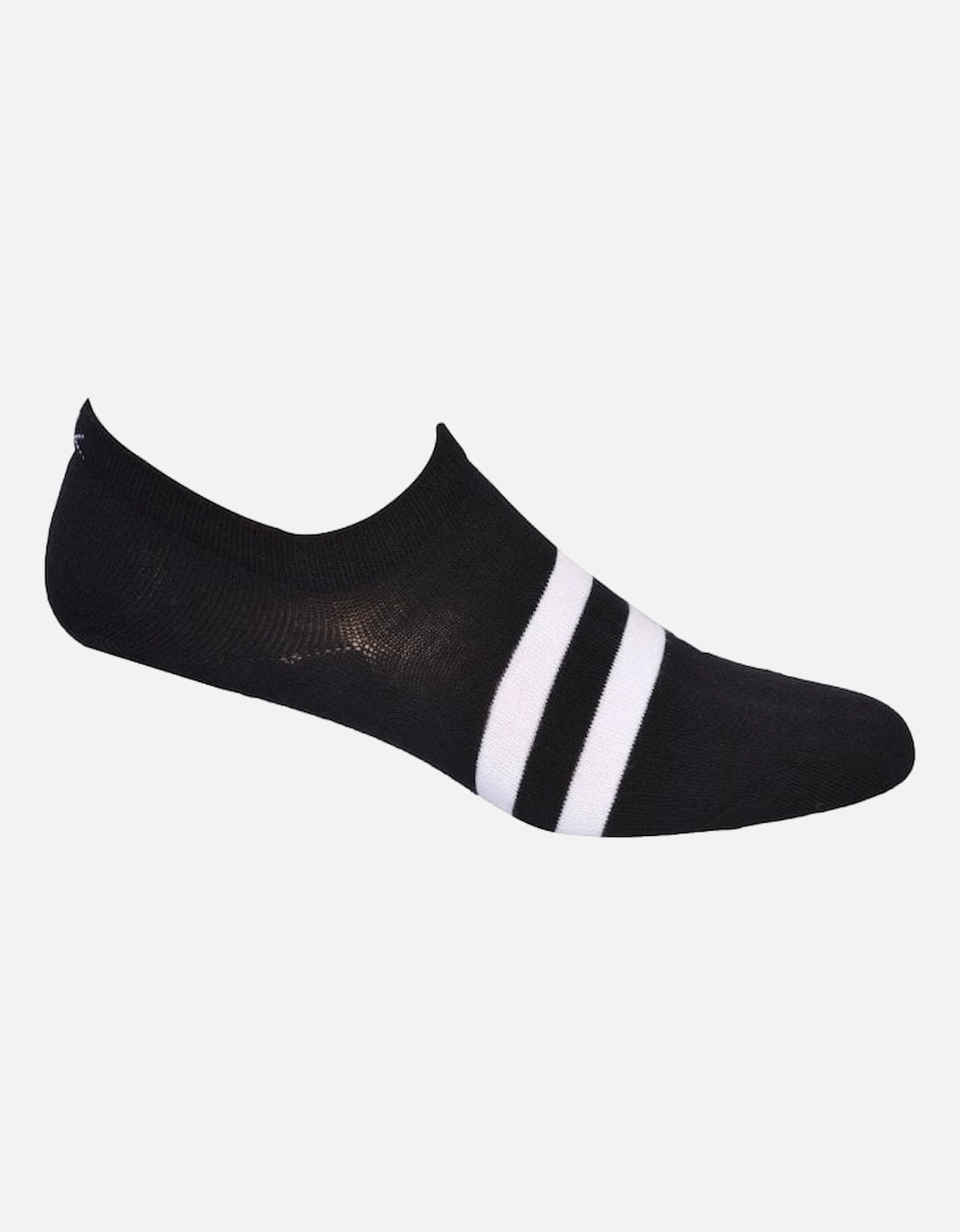 2-Pack No-Show Striped Liner Socks, Black