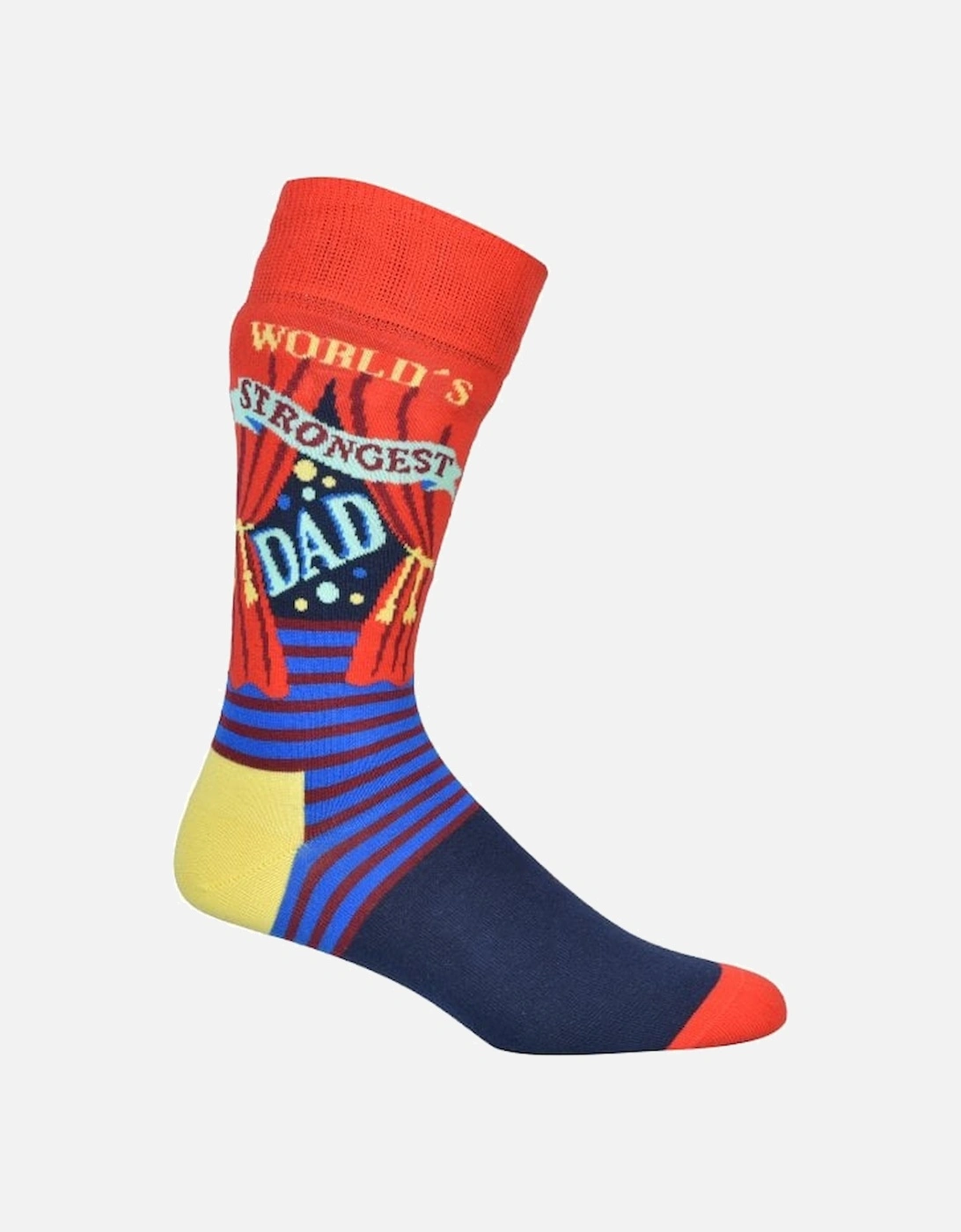 "World's Strongest Dad" Socks, Red/navy