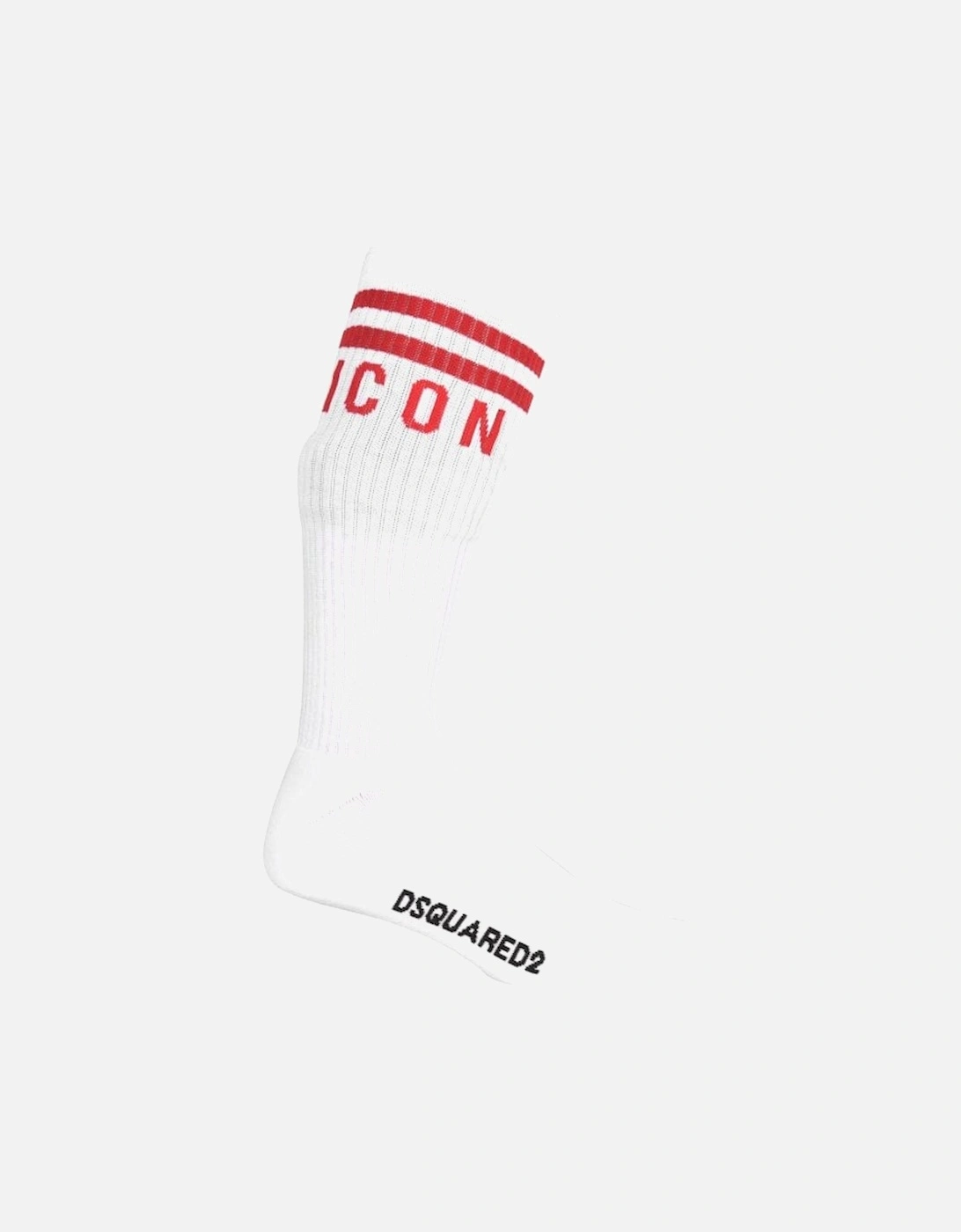 ICON Stripes Logo Sports Socks, White/red