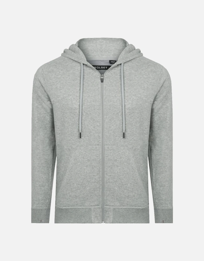 Brushed Cotton Jersey Zip-Thru Hoodie, Grey Marl