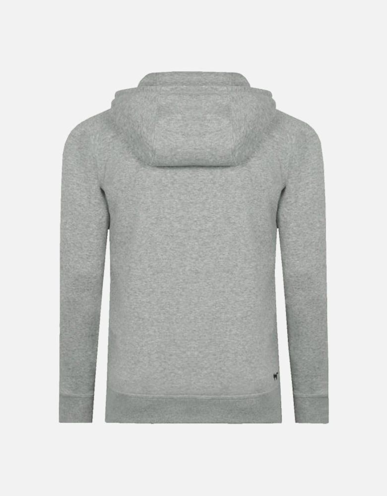 Brushed Cotton Jersey Zip-Thru Hoodie, Grey Marl