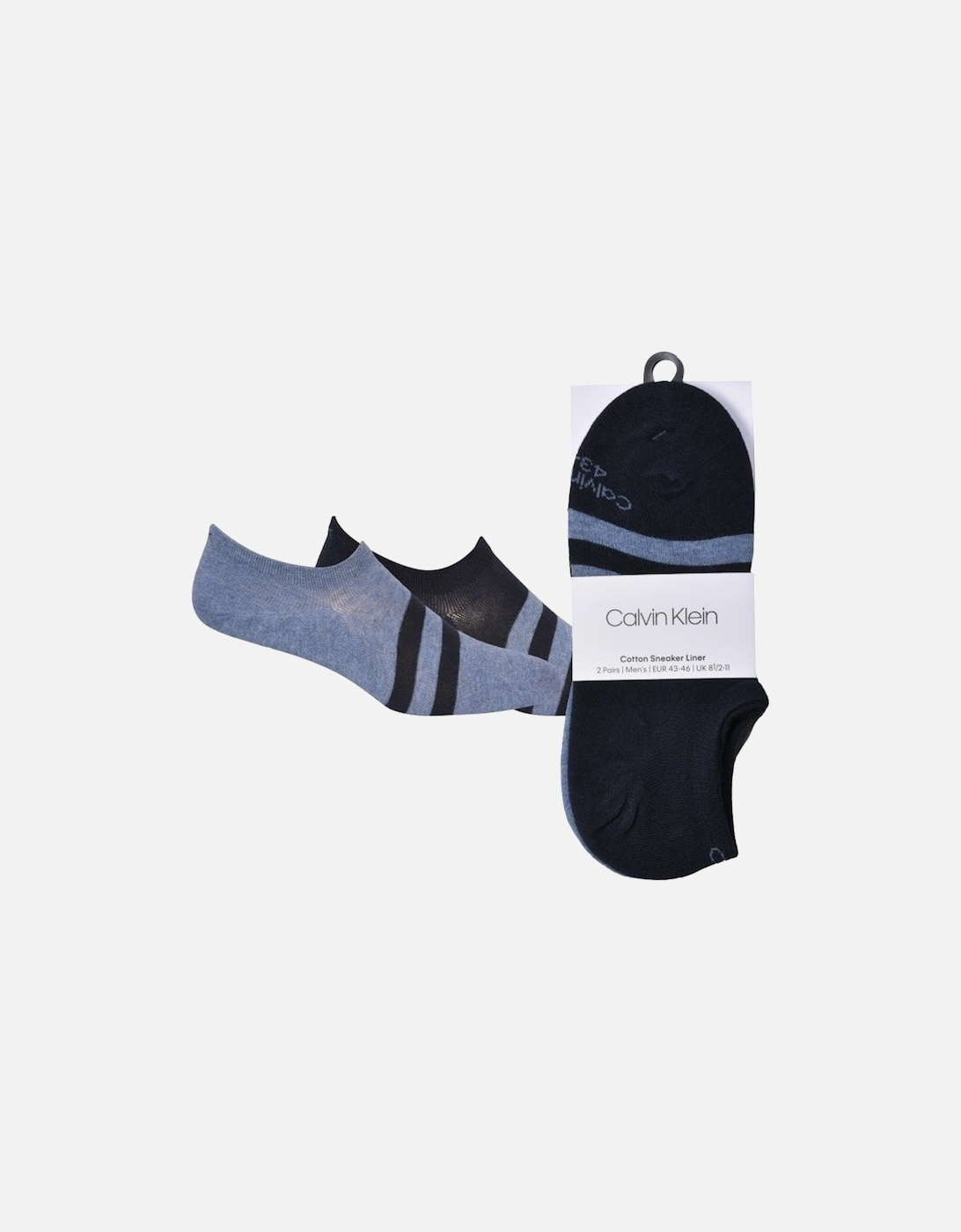 2-Pack No-Show Striped Liner Socks, Blue Combo, 6 of 5