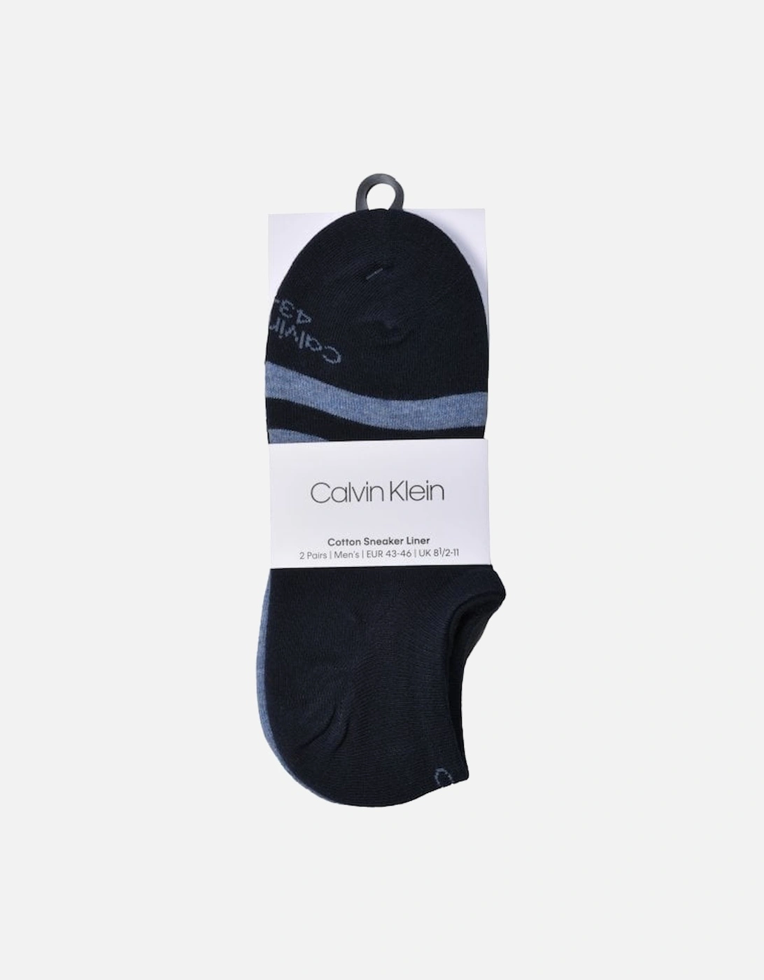 2-Pack No-Show Striped Liner Socks, Blue Combo