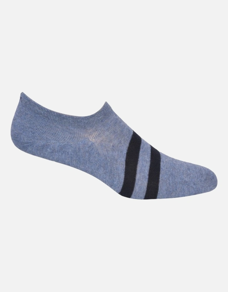 2-Pack No-Show Striped Liner Socks, Blue Combo