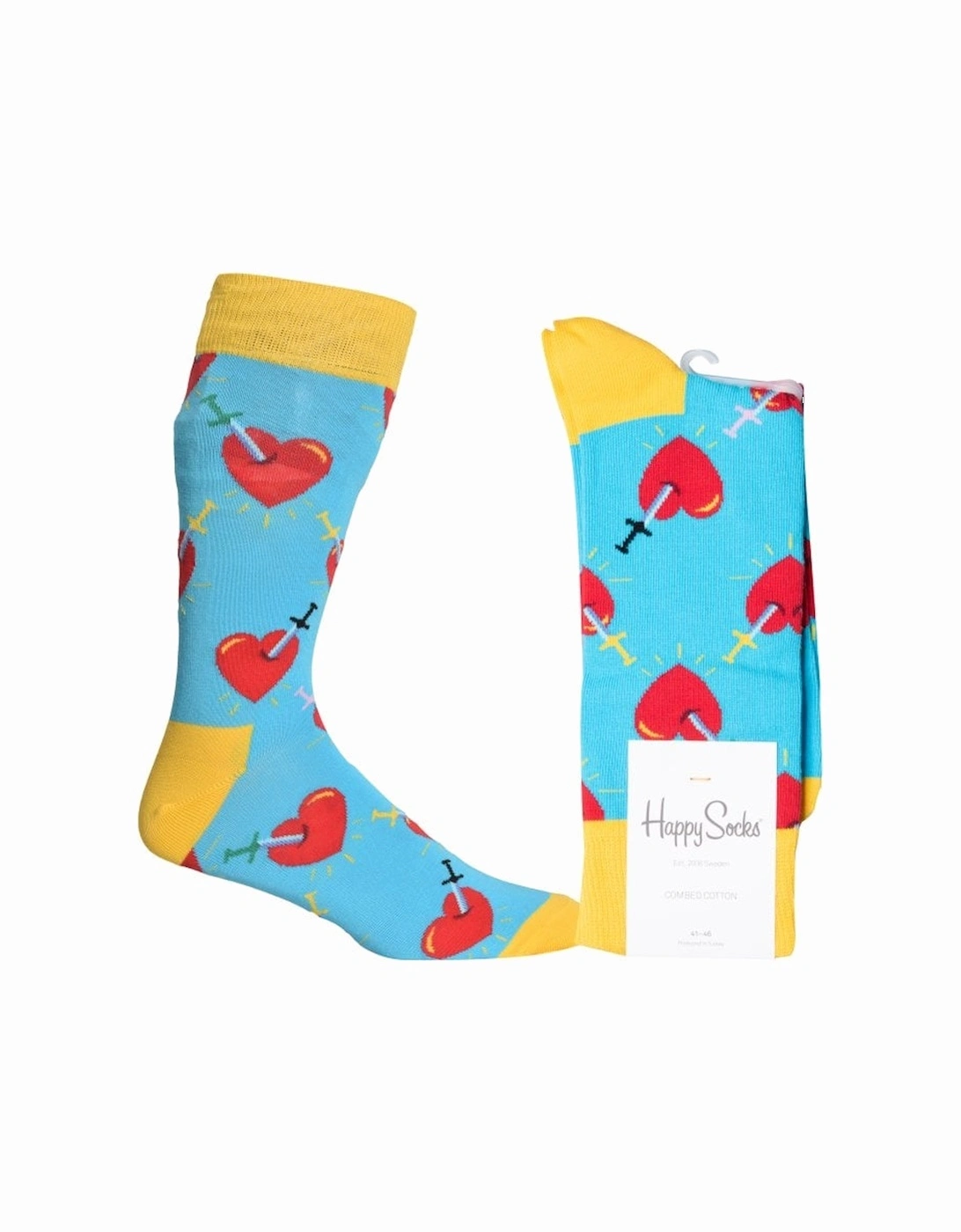 Broken Heart Socks, Blue/yellow/red, 4 of 3