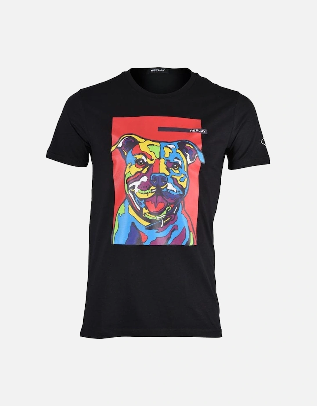 Staffy Dog Pop Art T-Shirt, Black, 4 of 3