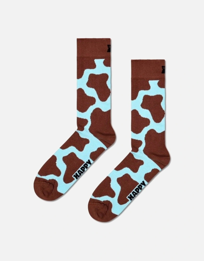 Cow Socks, Brown/blue