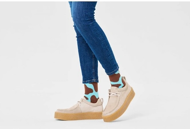 Cow Socks, Brown/blue