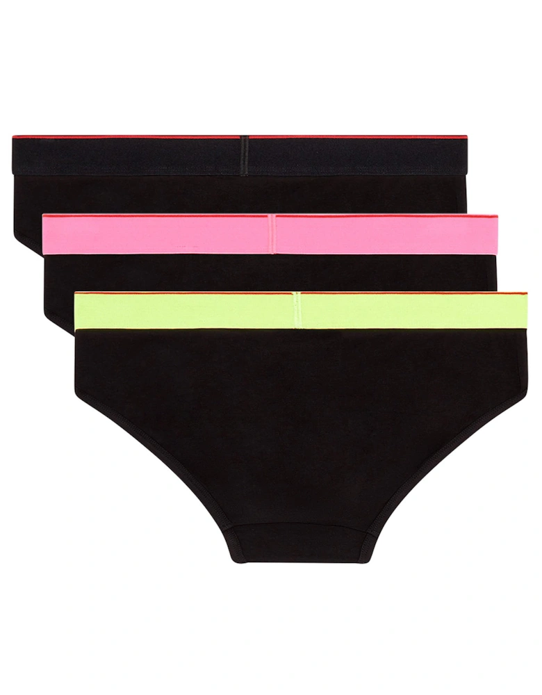 3-Pack Denim Division Briefs, Black with pink/yellow/black
