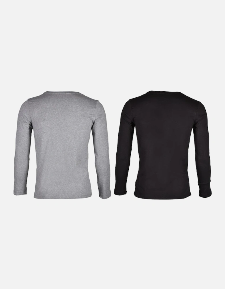 2-Pack Organic Cotton Long-Sleeve Boys T-Shirts, Grey/Black