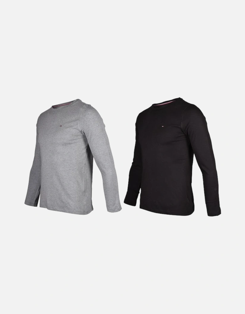 2-Pack Organic Cotton Long-Sleeve Boys T-Shirts, Grey/Black