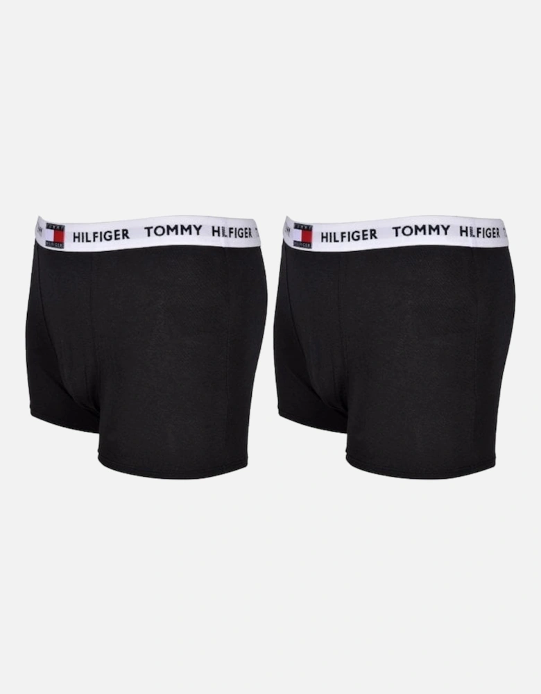 2-Pack Organic Cotton Luxe Logo Boys Boxer Trunks, Black