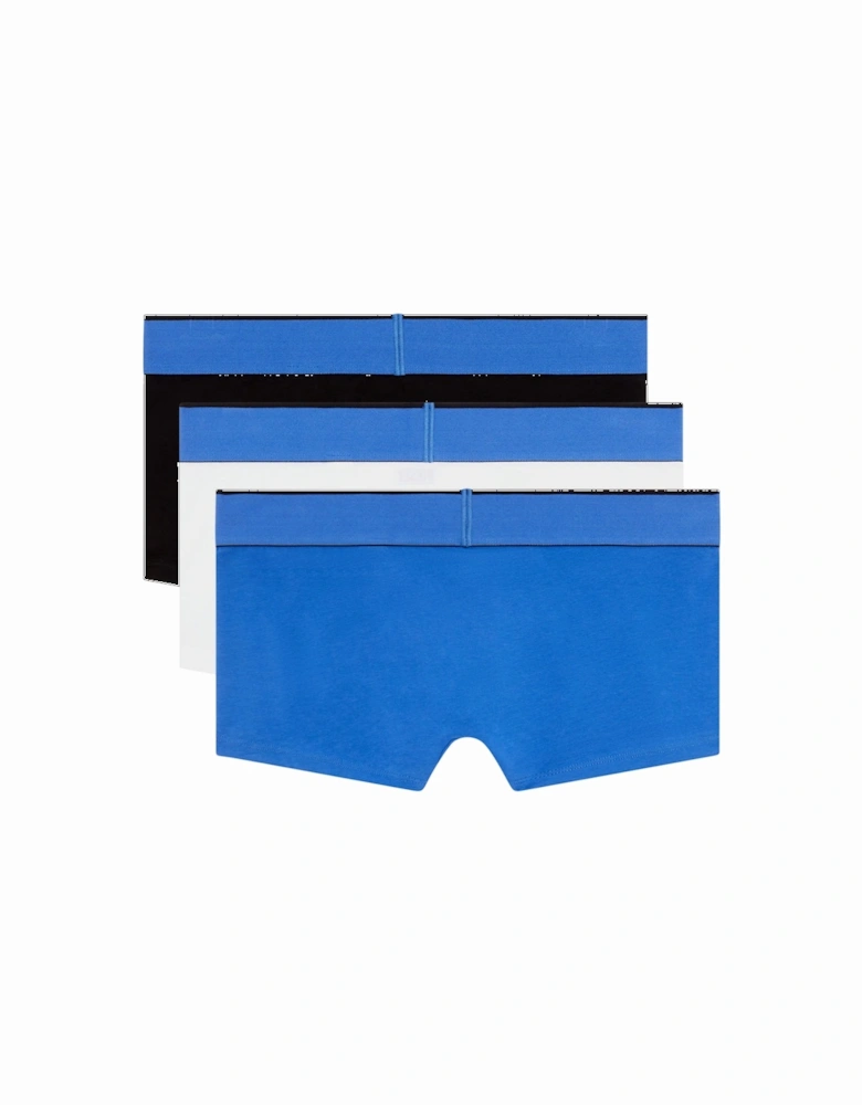 3-Pack Denim Division Waistband Boxer Trunks, Black/White/Blue