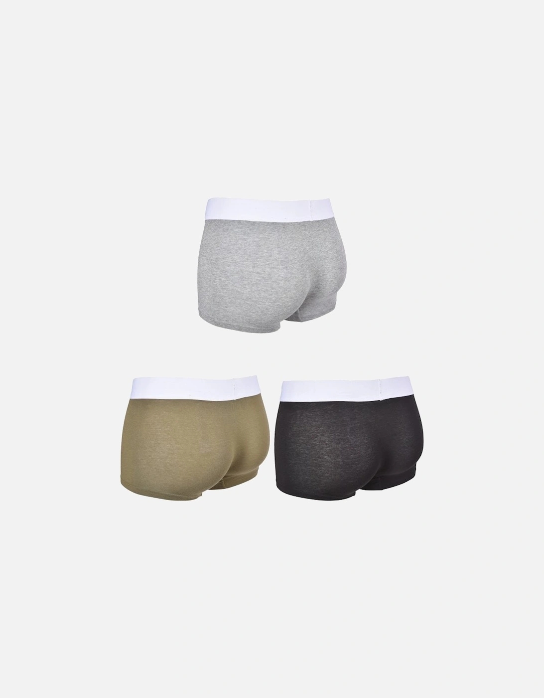 3-Pack Industry Boxer Trunks, Black/Grey/Khaki