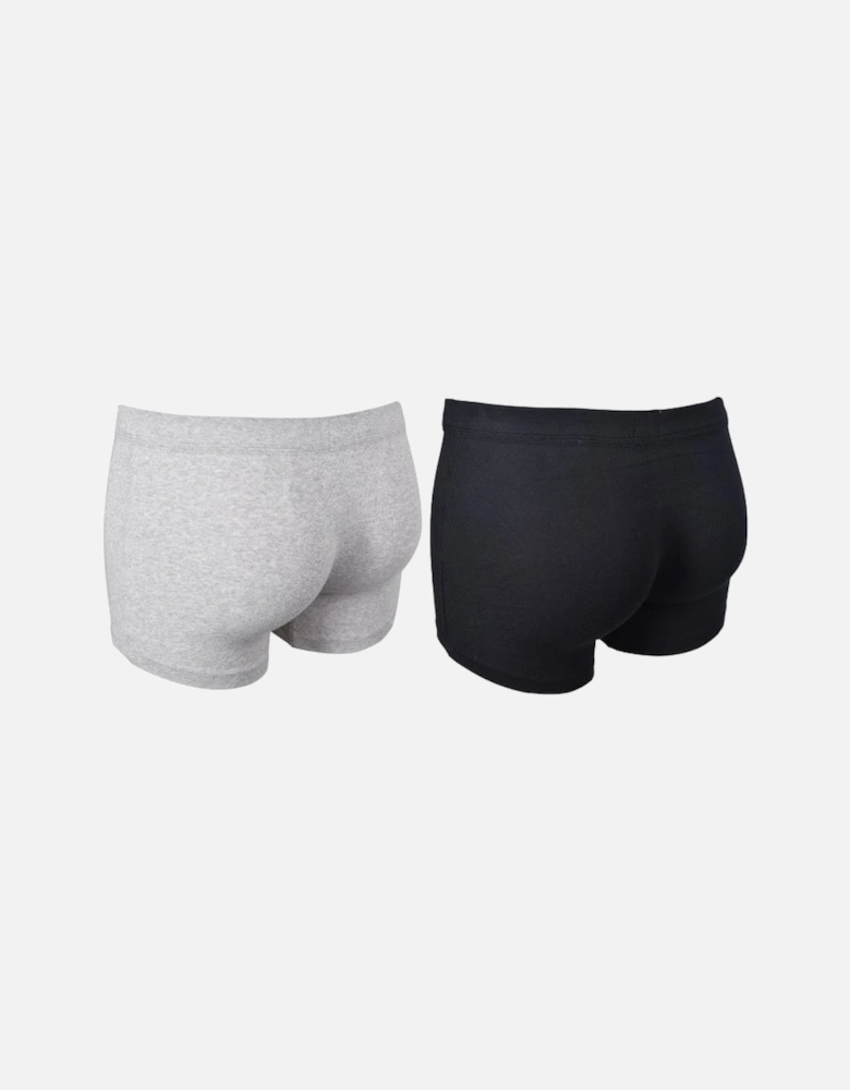 2-Pack Patch Logo Ribbed Boxer Briefs, Grey/Black