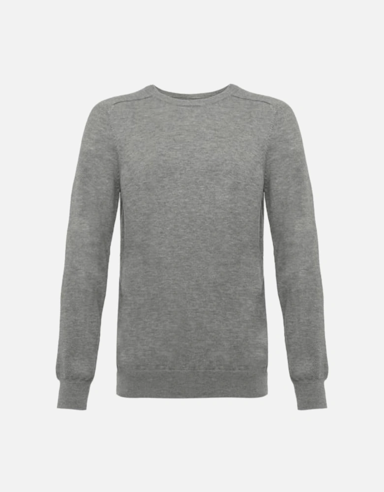 100% Extra Fine Merino Wool Crew-Neck Sweater, Grey Melange