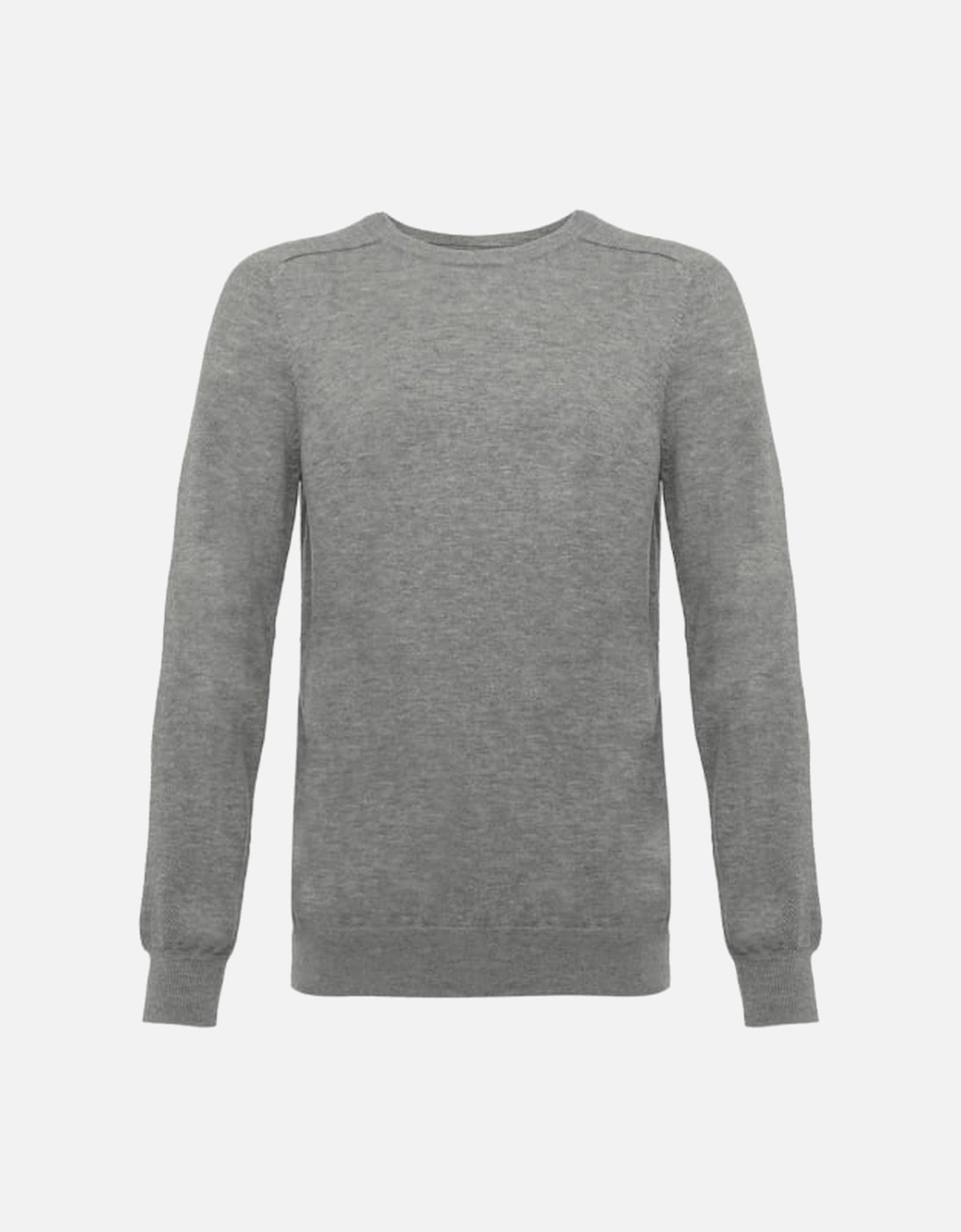 100% Extra Fine Merino Wool Crew-Neck Sweater, Grey Melange