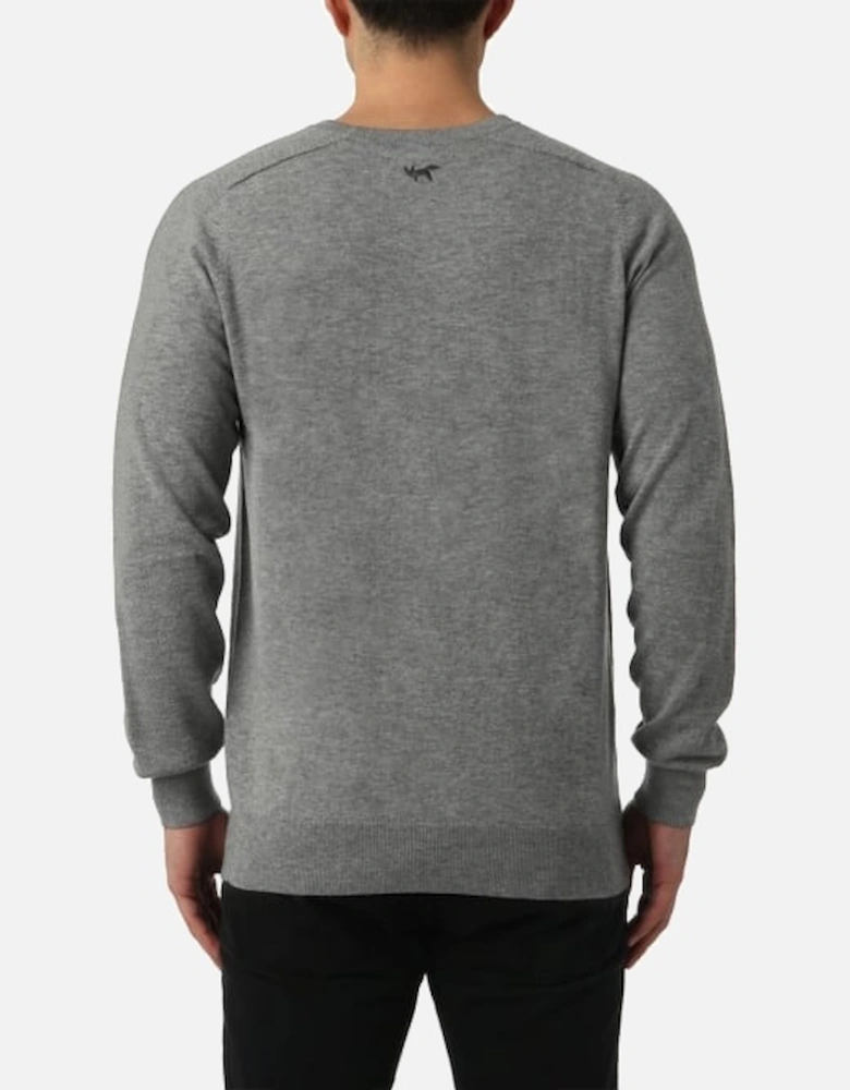 100% Extra Fine Merino Wool Crew-Neck Sweater, Grey Melange