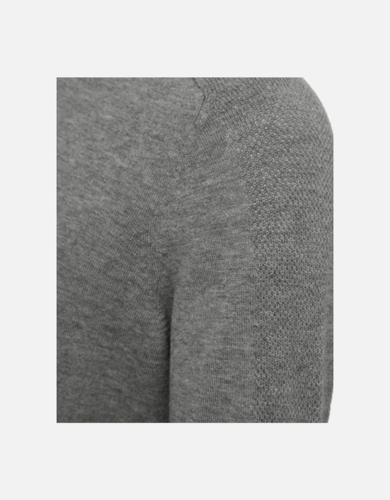 100% Extra Fine Merino Wool Crew-Neck Sweater, Grey Melange