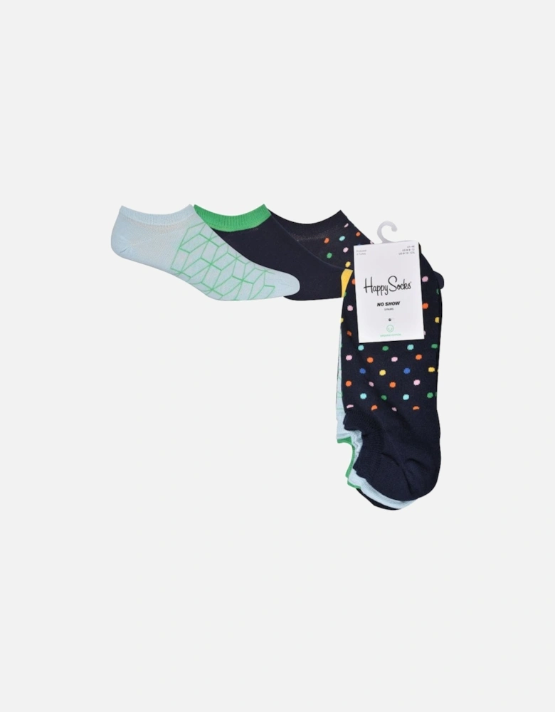 3-Pack Dot Lover No-Show Trainer Socks, Navy/blue