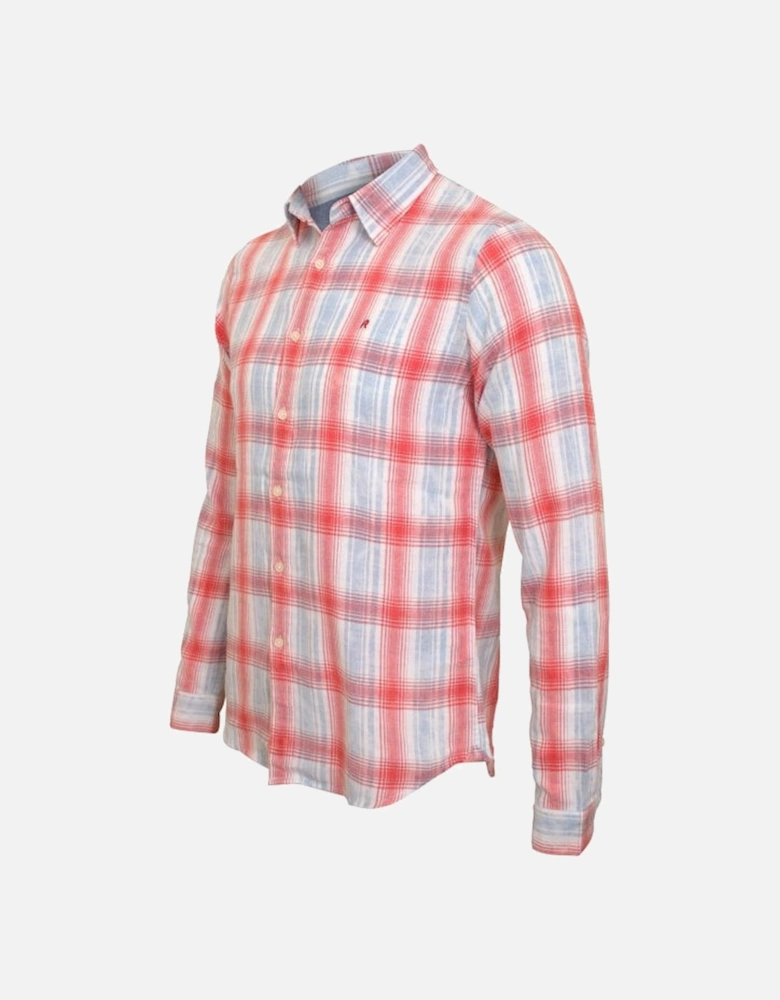 Brushed Flannel Plaid Print Shirt, White/Blue/Red