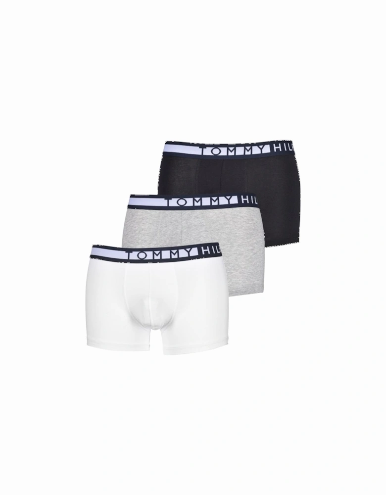 3-Pack Tommy Logo Boxer Trunks, Black/White/Grey