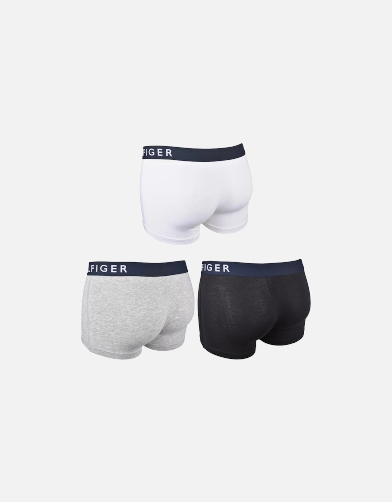 3-Pack Tommy Logo Boxer Trunks, Black/White/Grey