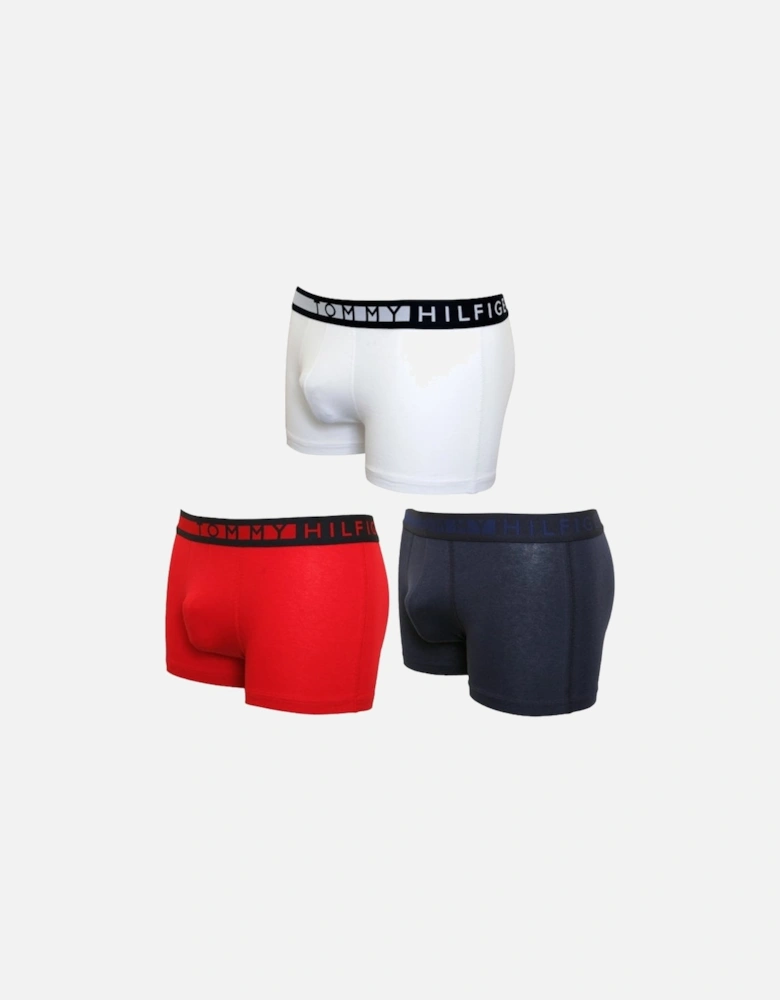 3-Pack Tommy Logo Boxer Trunks, Red/White/Navy