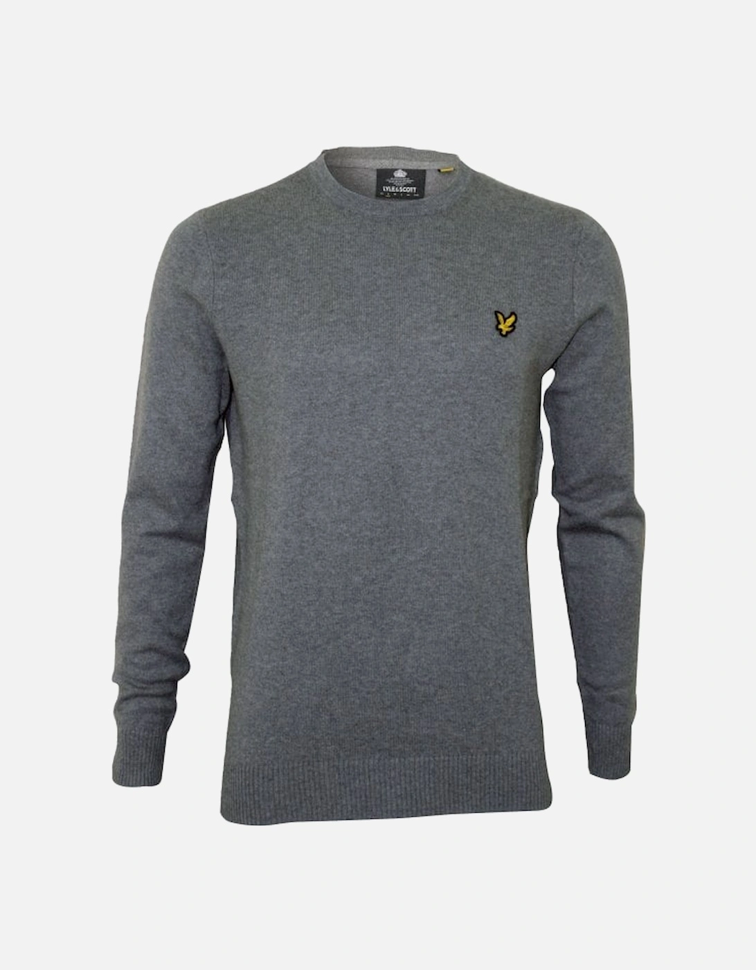 Crew-Neck Cotton Merino Jumper, Mid Grey Marl, 4 of 3