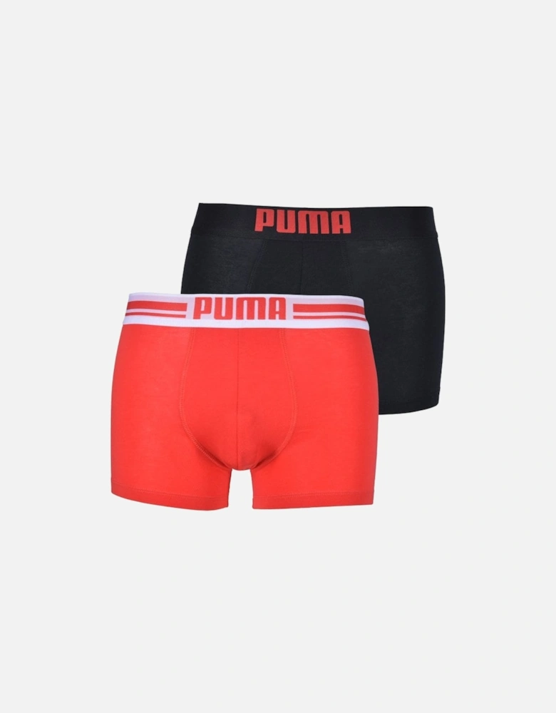 2-Pack Placed Logo Boxer Briefs, Red/Black