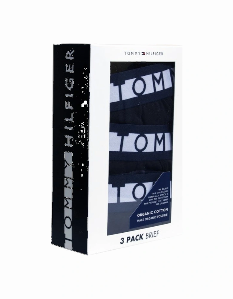 3-Pack Tommy Logo Briefs, Black