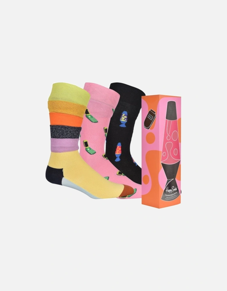 3-Pack Throwback Socks, Pink/Black/multi