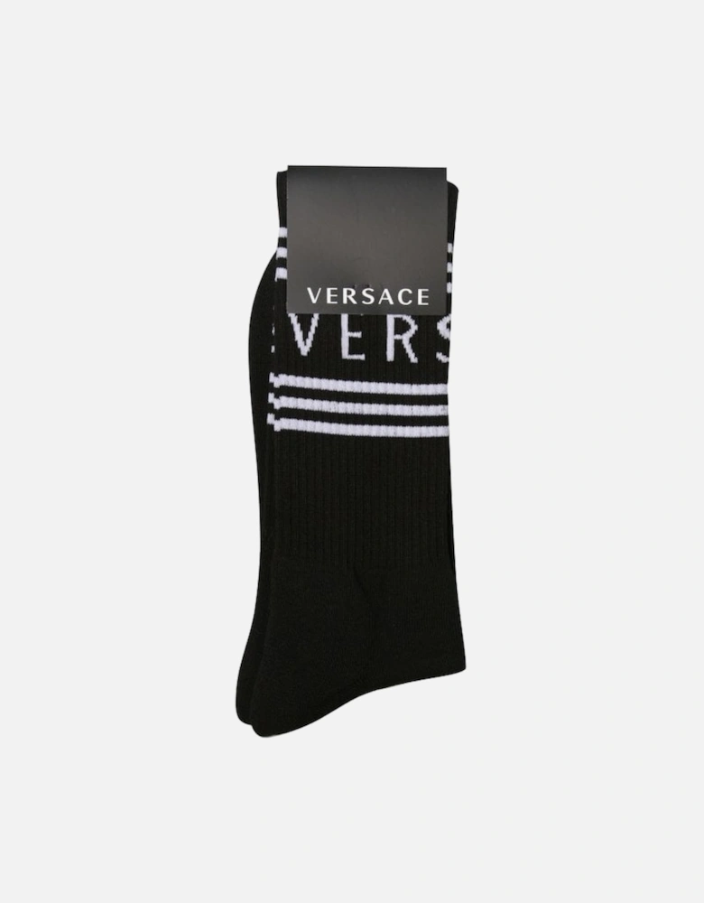 1990's Vintage Logo Sports Socks, Black/white