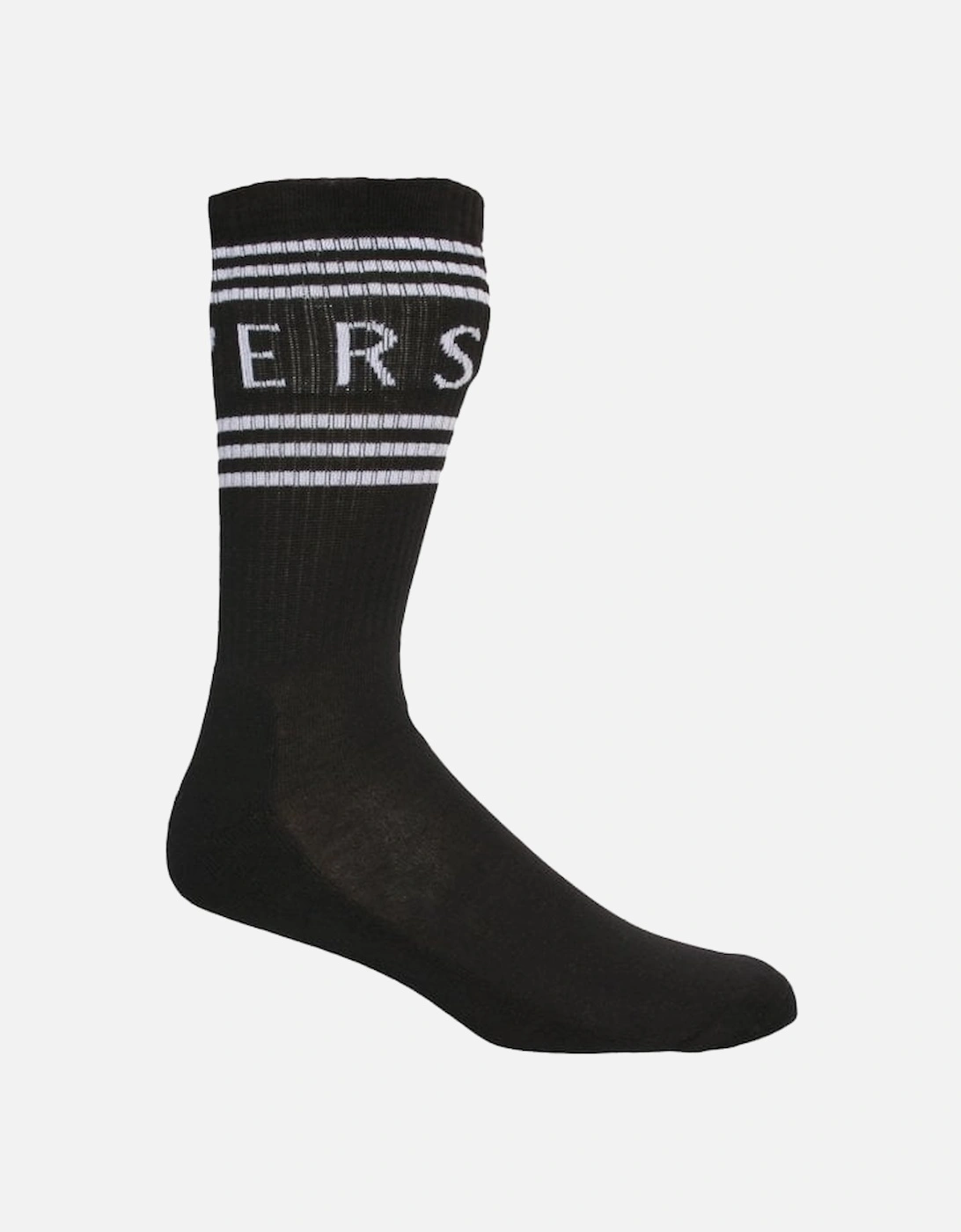 1990's Vintage Logo Sports Socks, Black/white