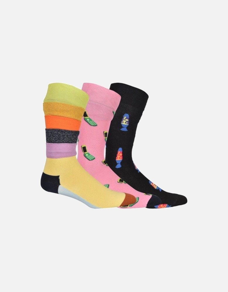 3-Pack Throwback Socks, Pink/Black/multi