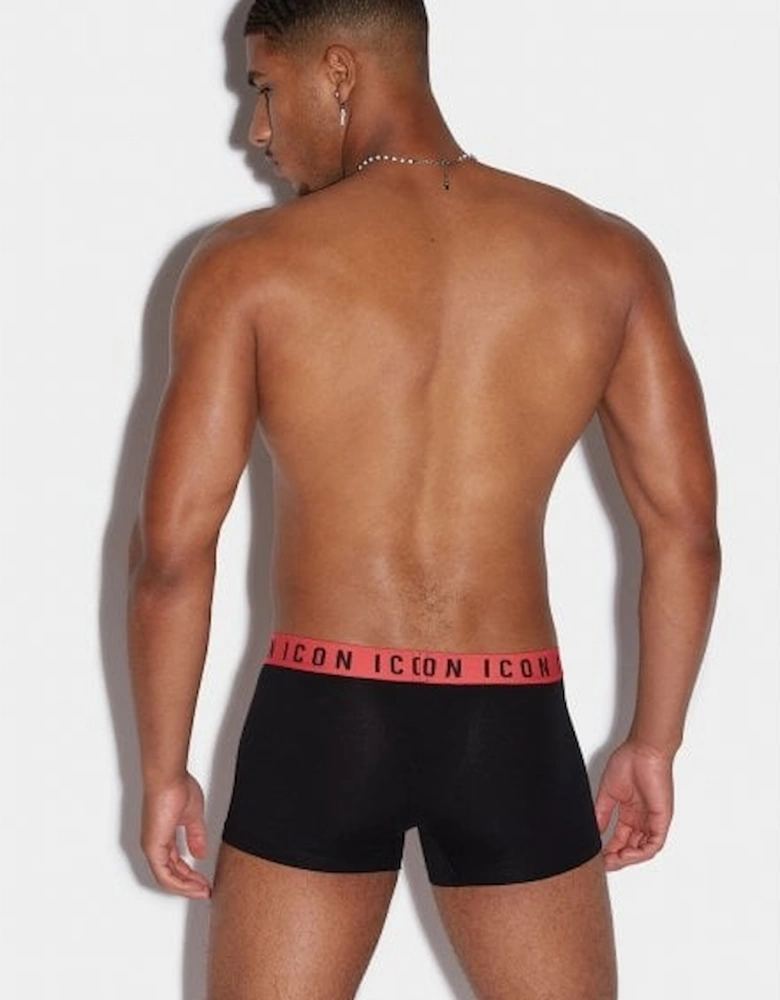 ICON Waistband Boxer Trunk, Black/coral