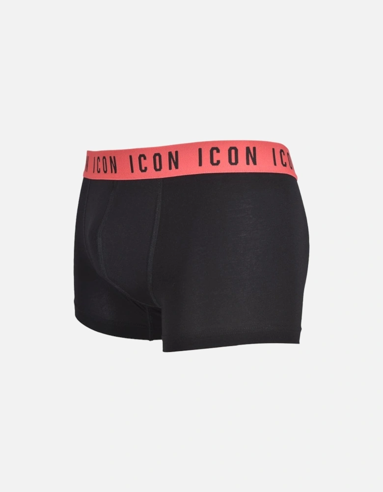 ICON Waistband Boxer Trunk, Black/coral