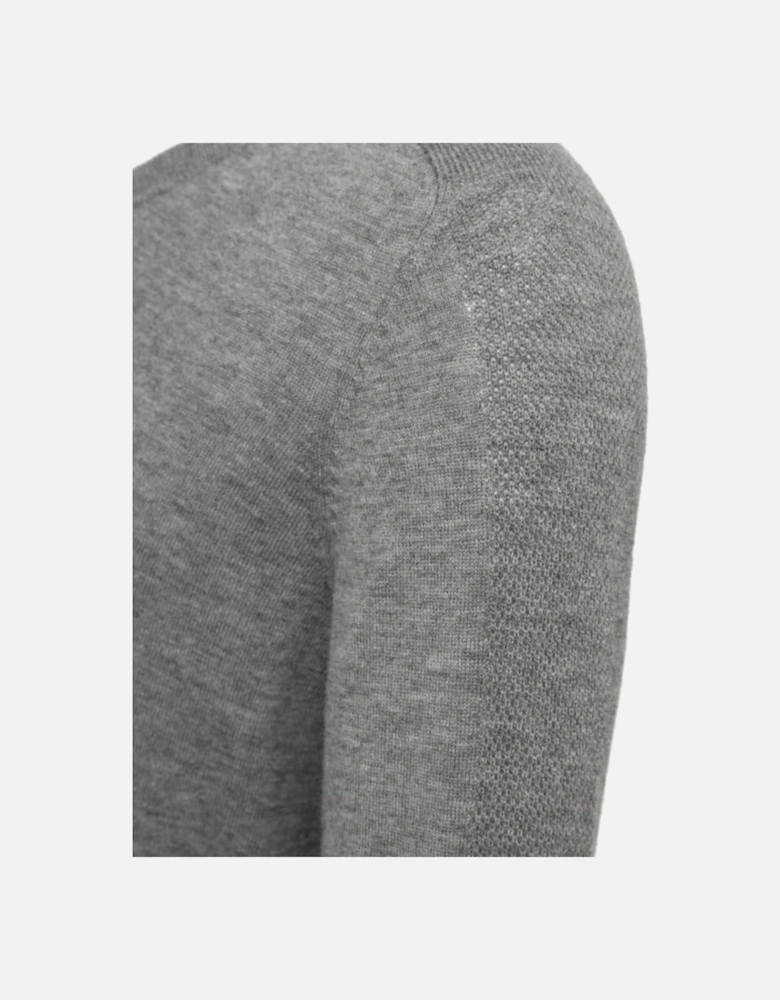 100% Extra Fine Merino Wool V-Neck Sweater, Grey Melange