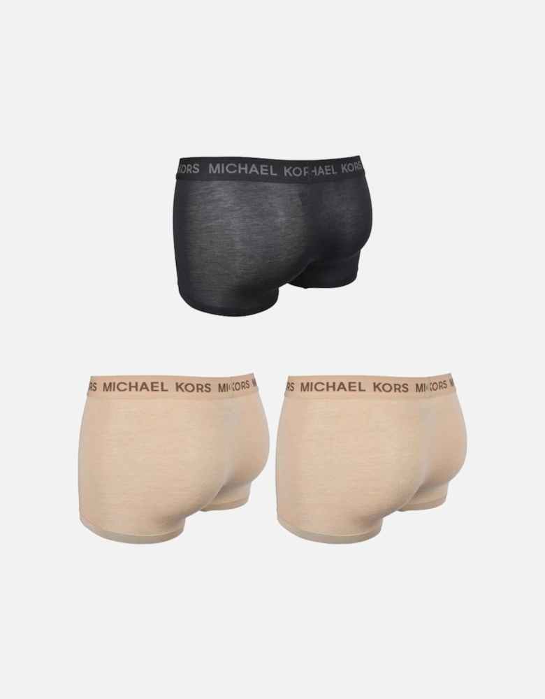 3-Pack Tonal Logo Boxer Trunks, Black/Khaki