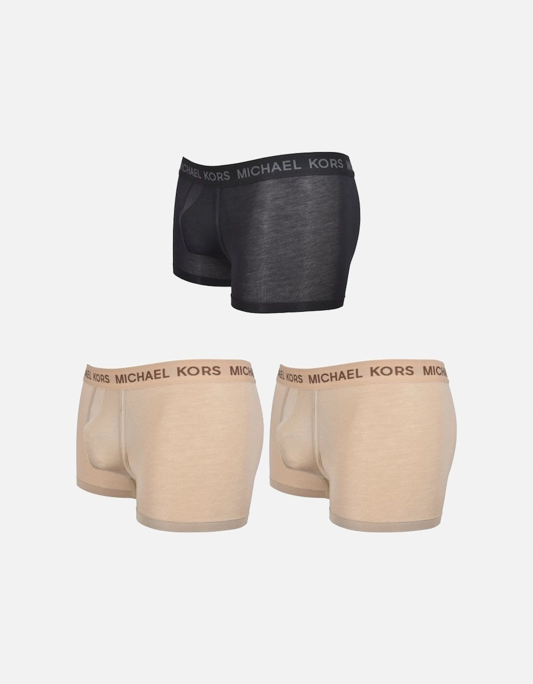 3-Pack Tonal Logo Boxer Trunks, Black/Khaki