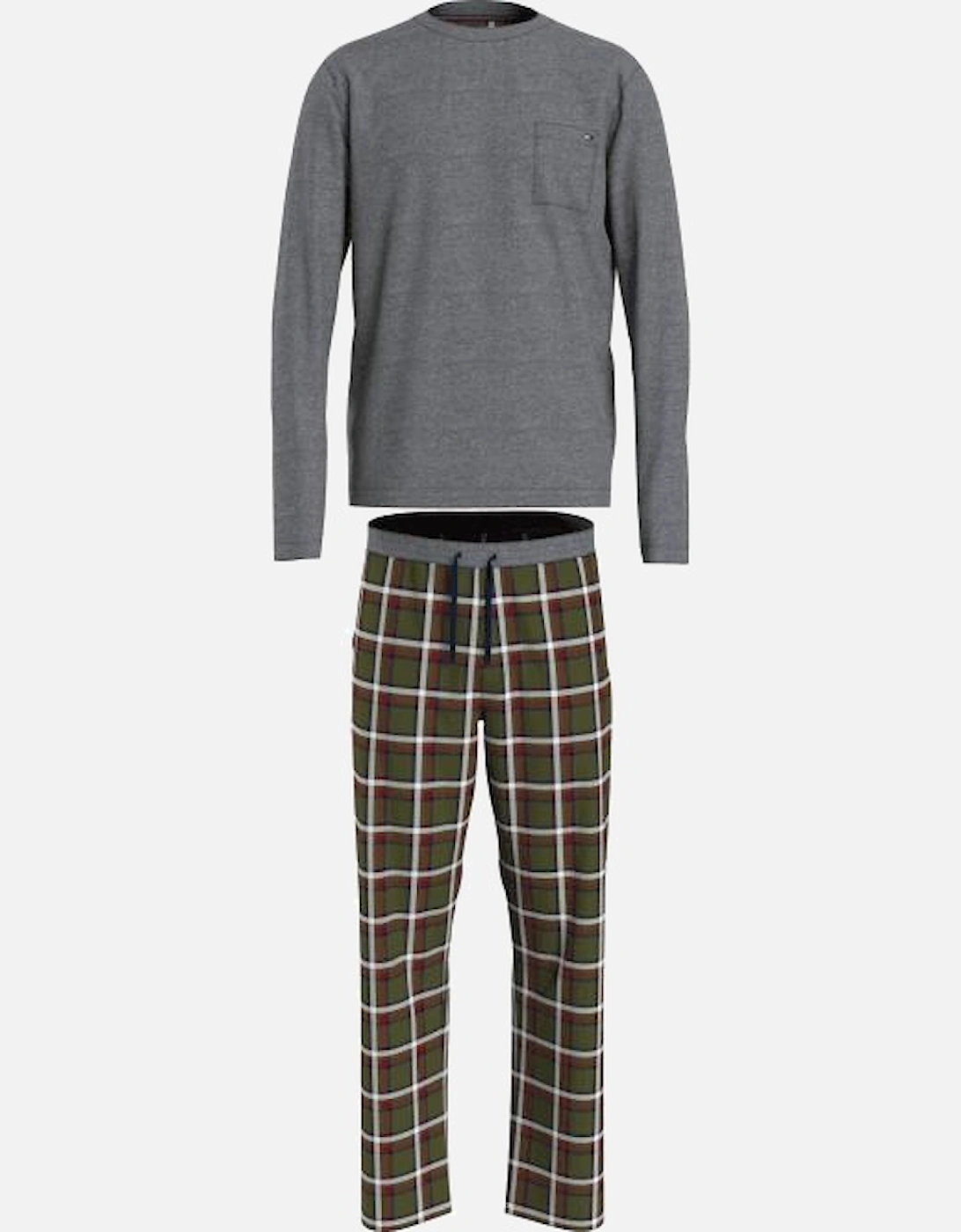 Long Sleeve Jersey & Flannel Check Pyjamas Gift Set, Grey/green, 14 of 13