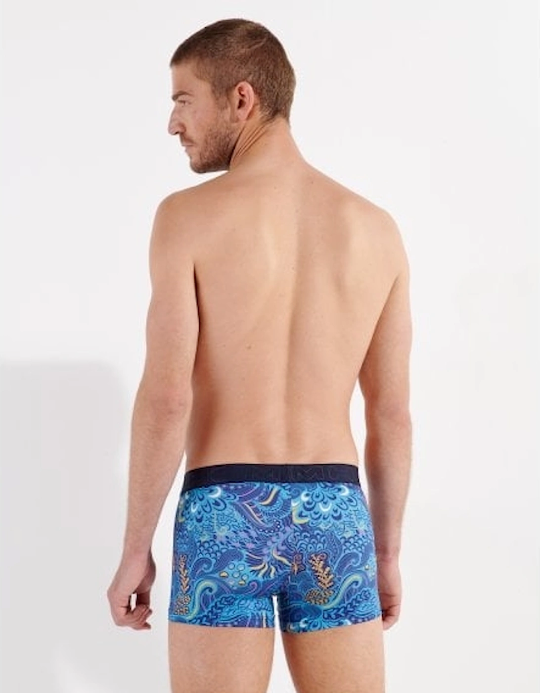 Cyril Baroque Print Boxer Trunk, Blue