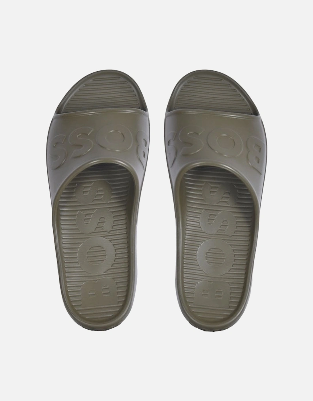 Darian Logo Slider Sandals, Khaki