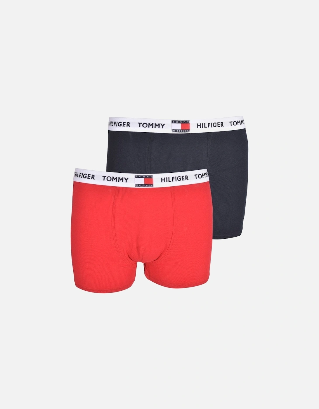 2-Pack Recycled Cotton Luxe Logo Boys Boxer Trunks, Navy/Red, 8 of 7