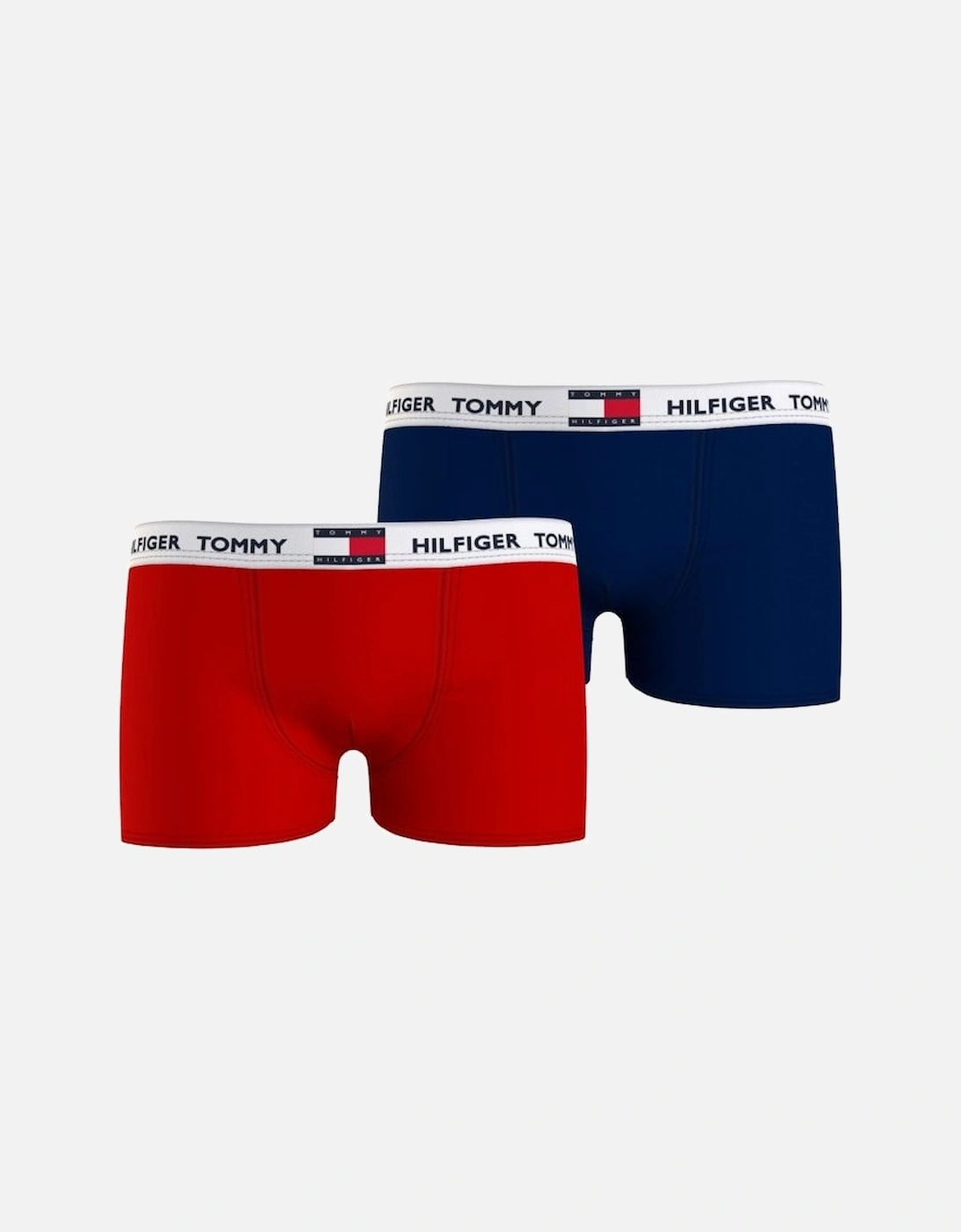2-Pack Recycled Cotton Luxe Logo Boys Boxer Trunks, Navy/Red