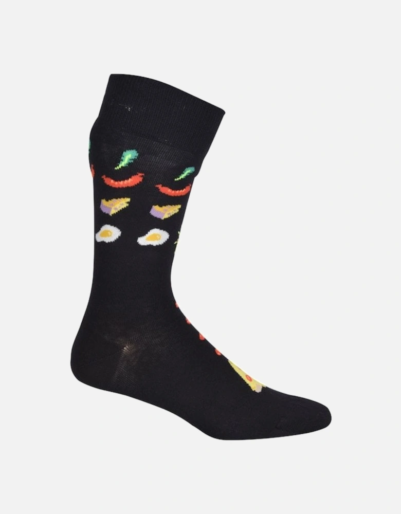 Pizza Invaders Socks, Black