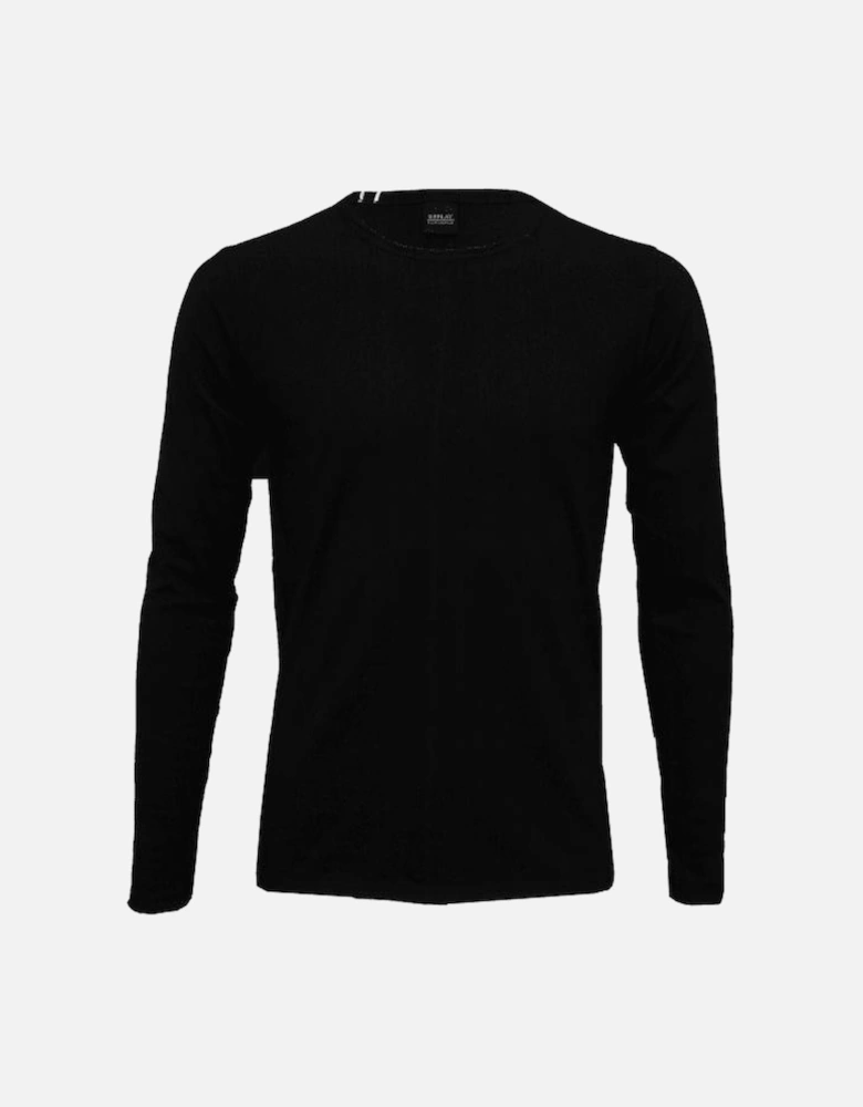 Long-Sleeve Crew-Neck T-Shirt, Black