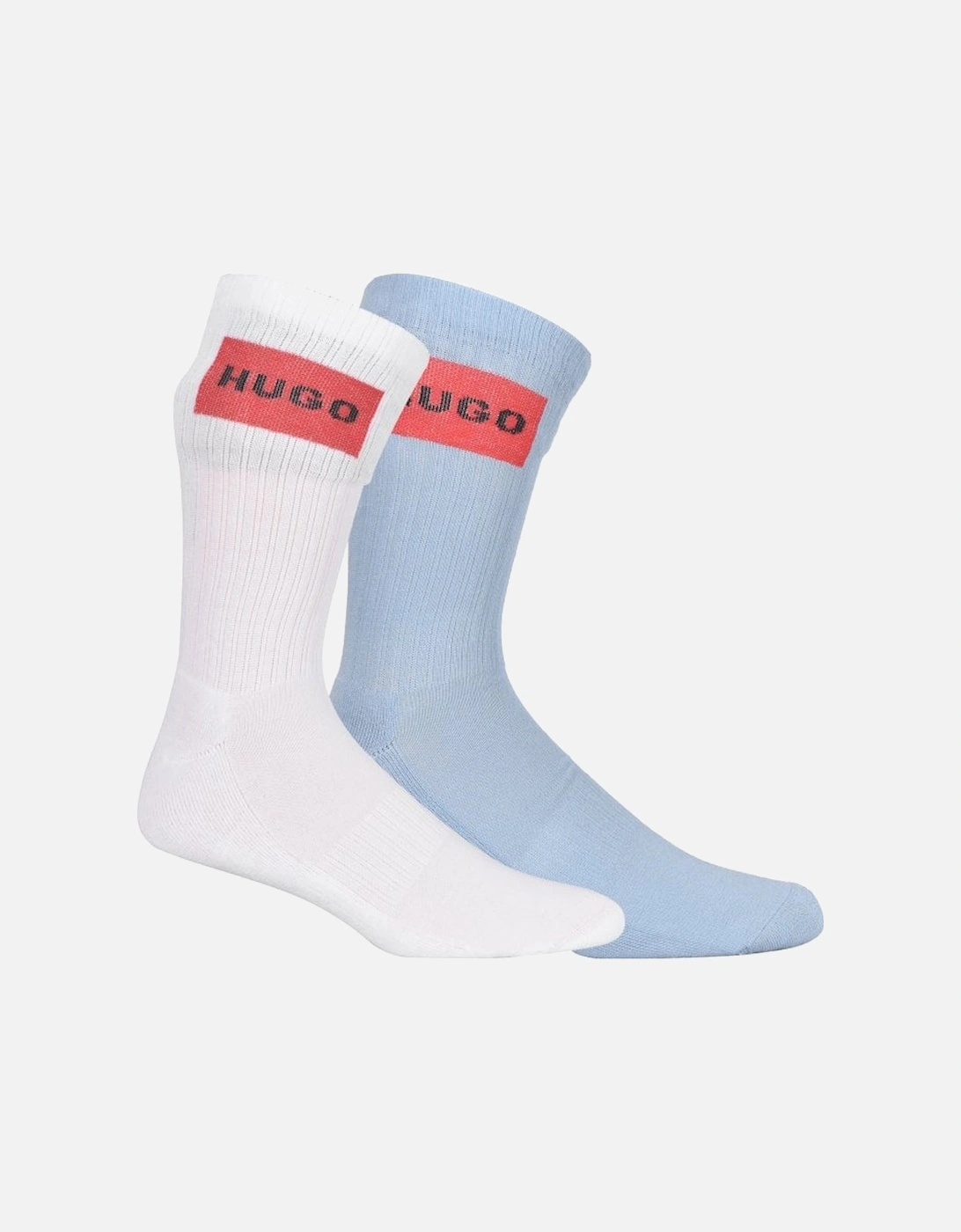 2-Pack Red Label Sports Socks, White/Blue